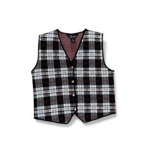 Rafaella Plaid Wool Blend Vest | 90’s grunge academia button front waistcoat